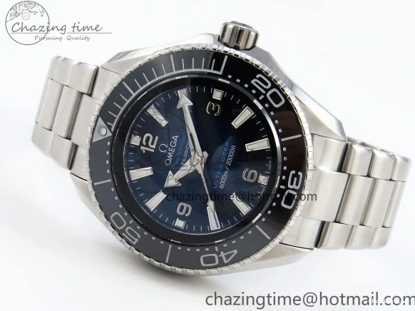 1229 EasyCare SEAMASTER PLANET OCEAN 6000M ULTRA DEEP 45.5MM SS TF 1:1 BEST EDITION BLUE DIAL BLACK BEZEL ON SS BRACELET A 7760